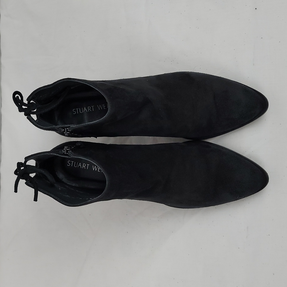 Stuart Weitzman Lofty Black Suede Block Heels Ann… - image 2
